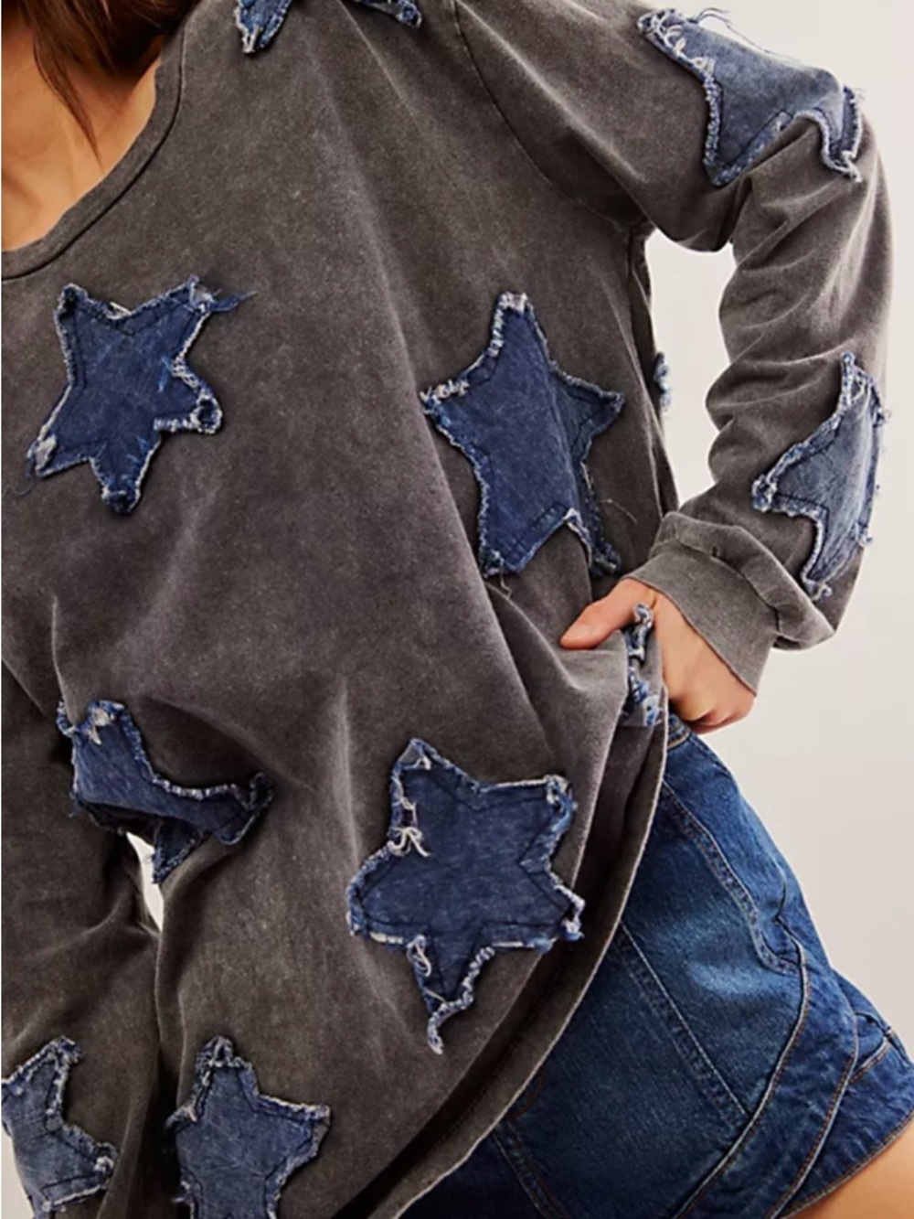 Free People x One Teaspoon BF Denim Star T-Shirt Size XS